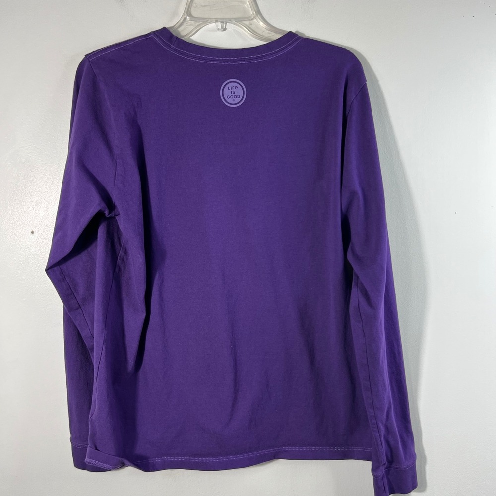 Womens Life is Good LS Crusher T Don't Stop Believin Pumpkin Halloween Purple L - Picture 2 of 9